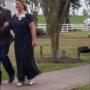 Mother of the bride dress Adrianna Papell beaded navy size 18